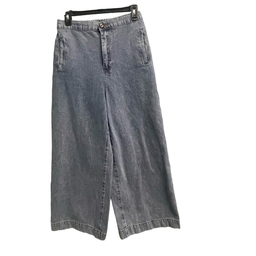 Grade & Gather Wide Leg Lightweight Denim Jeans Size Large Relaxed Cropped
